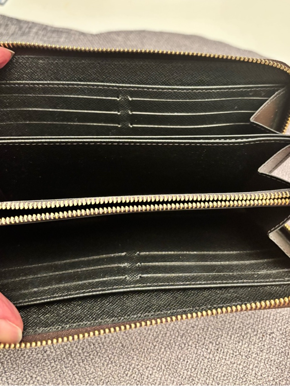 Louis Vuitton Monogram Canvas Zip Pouch in Tan and Dark Brown - Picture 2 of 9